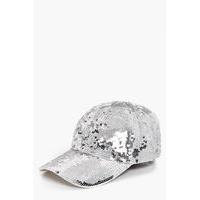 sequin baseball cap silver