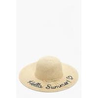 sequin slogan straw hat natural