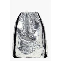 Sequin Drawstring Rucksack - silver