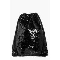 Sequin Drawstring Rucksack - black