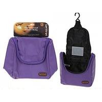 sentinel waterproof purple travel wash bag with mirror hanging hook
