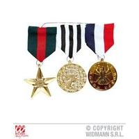 Set Of 3 Combat Hero Medals Celebration Fancy Dress Accessory