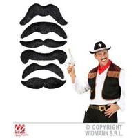 Set Of 6 Wild West Moustaches Fancy Dress Accessory