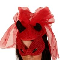 sequin red hat mask