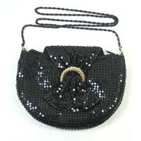 Sequined black mini evening bag