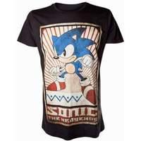 Sega Sonic The Hedgehog Vintage Sonic Print Men\'s T-shirt Large Black (ts201311seg-l)