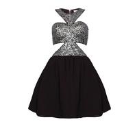 Sequin Cut Out Bodice Dress