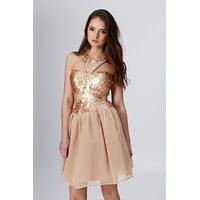 Sequin Cut Out Bodice Dress