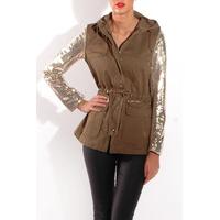 sequin sleeve parka jacket