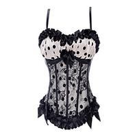 Senchanting Women\'s Polka Dots Corset with Strap Padded Cup Bustier Plus Size