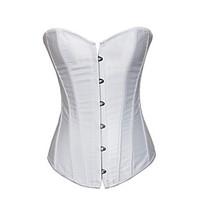 Senchanting Women\'s Plus Size Lace up Boned Pure Color Overbust Corset with Gstring