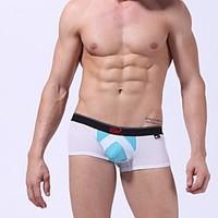 Sexy Push-Up Color Block Boxers Underwear, Mesh Nylon