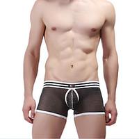 Sexy Push-Up Solid Boxers Underwear, Mesh Nylon