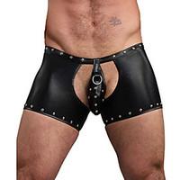 Sexy Solid Boxers Underwear, Patent Leather