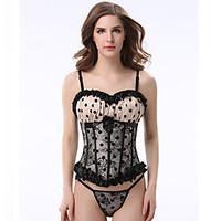 Sexy Satin Up Boned dot Corset Bustier Top Satin Vintage Bust S-6XL