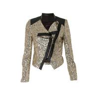 Sequin PU Zip Jacket