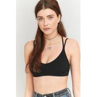 seamless ribbed strappy back black bralette black