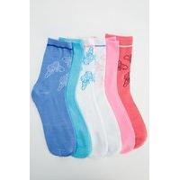 Set Of 6 Pairs Butterfly Print Socks