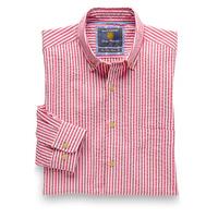 Seersucker Long And Short Sleeve Red Stripe Cotton Shirt