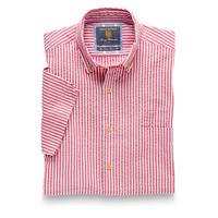 Seersucker Short Sleeve Red Stripe Cotton Shirt