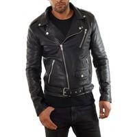 Serge Pariente Perfecto en Cuir Rocker Noir men\'s Leather jacket in black