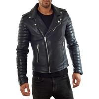 Serge Pariente Perfecto en Cuir Hypster D Blue men\'s Jacket in black