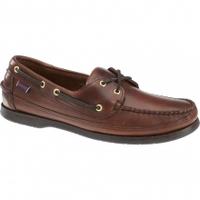 Sebago Mens Schooner Moccasin Shoes, Brown Oiled Waxy Leather, 8