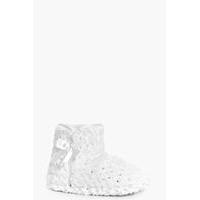 Sequin Bootie Slippers - white