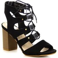 Sergio Leone Czarne Rzymianki NA Obcasie women\'s Sandals in black