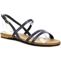 sergio leone granatowe paskie poyskujce womens sandals in multicolour