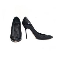 sergio rossi size 25 black patent stiletto court shoes