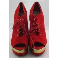 Sergio Todzi, size 4/37 red & gold wedge heeled platform peep toes