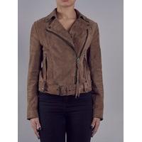 Seaton Taupe Suede Belted Biker Jacket