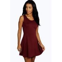 Seam Detail Skater Dress - berry