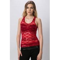 Sequined Lace Vest Top