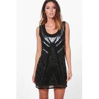 Sequin Embellished Shift Dress - black