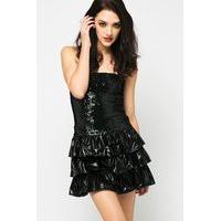 sequin frill hem bandeau dress