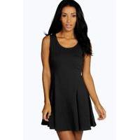 seam detail skater dress black