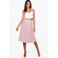 serene premium pleated midi skirt rose