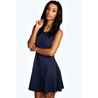 seam detail skater dress navy