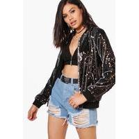 sequin bomber jacket black