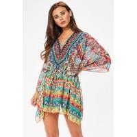 Selma Orange Multicoloured Chiffon Kaftan