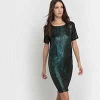 sequined plunge back dress