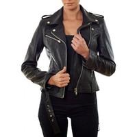 Serge Pariente Leather biker jacket Rock Girl Black women\'s Leather jacket in black