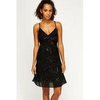 sequin contrast strappy dress