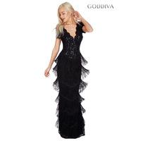 Sequin and Fringe Flapper Maxi Dress - Black