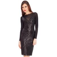 sequin and mesh dress black