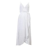 Seafolly White Dobby Stripe Wrap Beach Dress Tibetan Travel