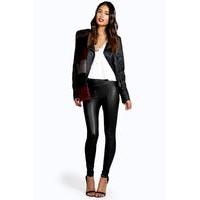 Seamed Front Leather Look Legging - black