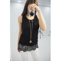 Sena Black crochet necklace vest
